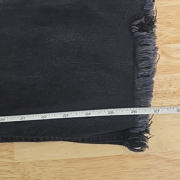 Reformation Womens Size 27‎ Black Emma High Rise Wide Leg Raw Hem Jeans 17800 - Picture 8 of 11
